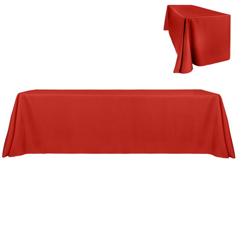 8 foot liquid repellent polyester 3-sided table cover.