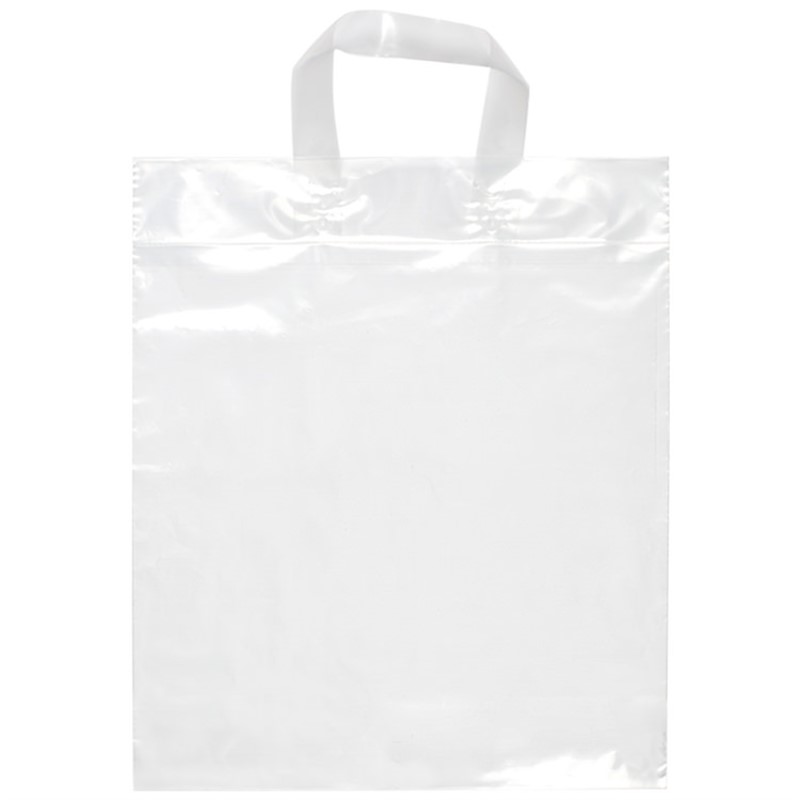 Plastic medium soft handle loop recyclable bag.