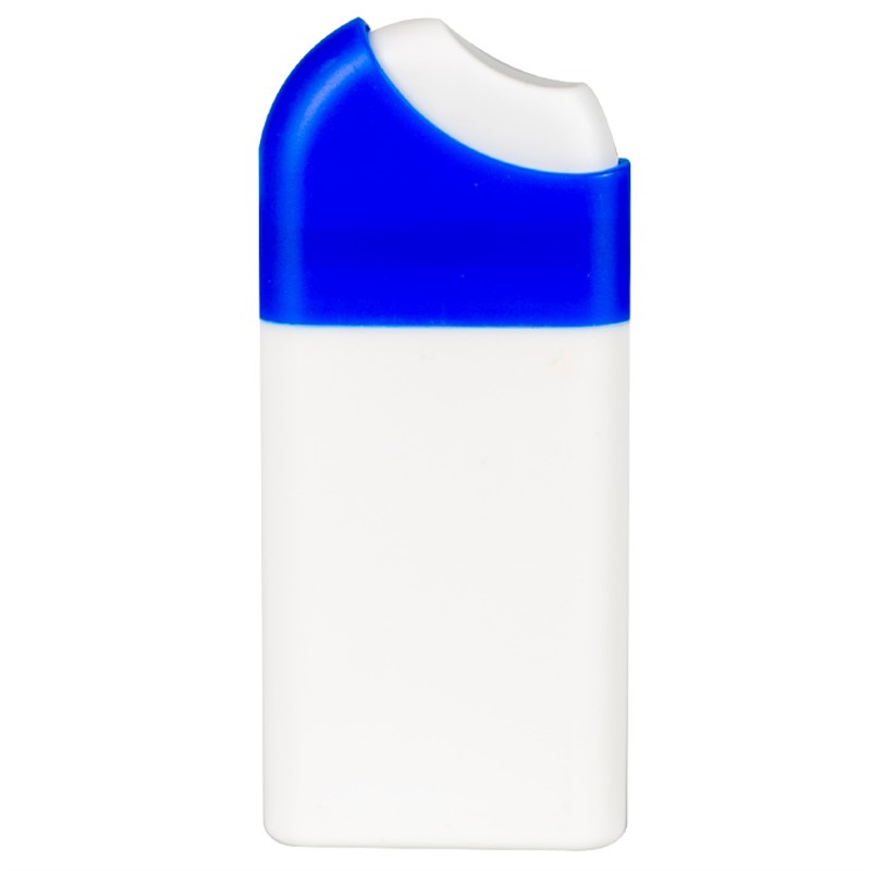 Plastic .67 ounce misting spray hand sanitizer.
