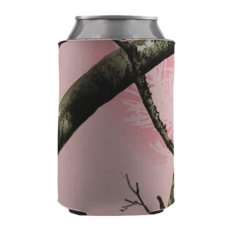 Foam Realtree Pink Camo licensed collapsible can cooler.