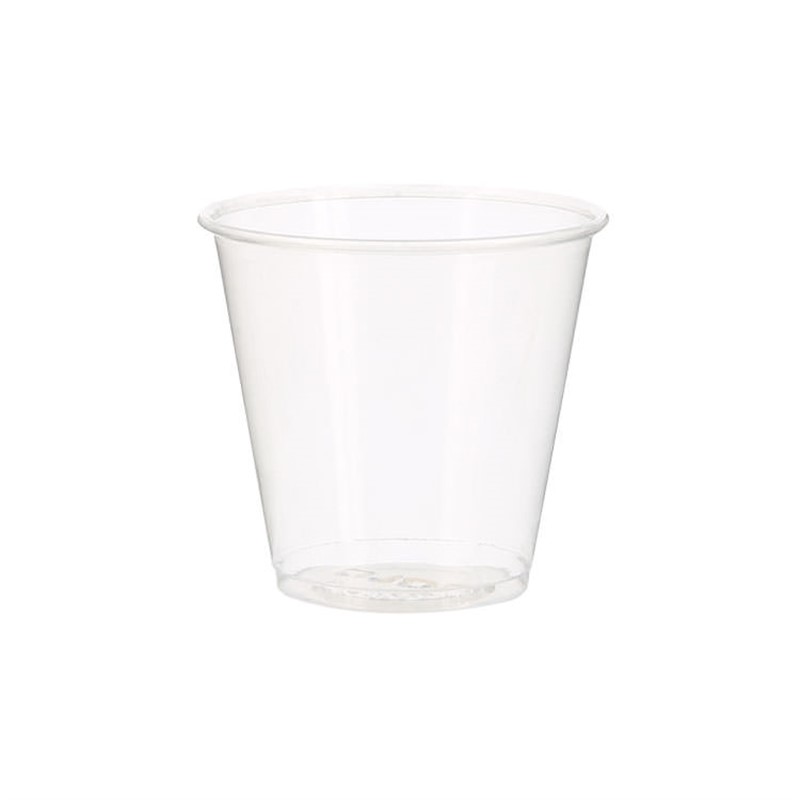 PET plastic clear soft sided cup in 3.5 ounces.