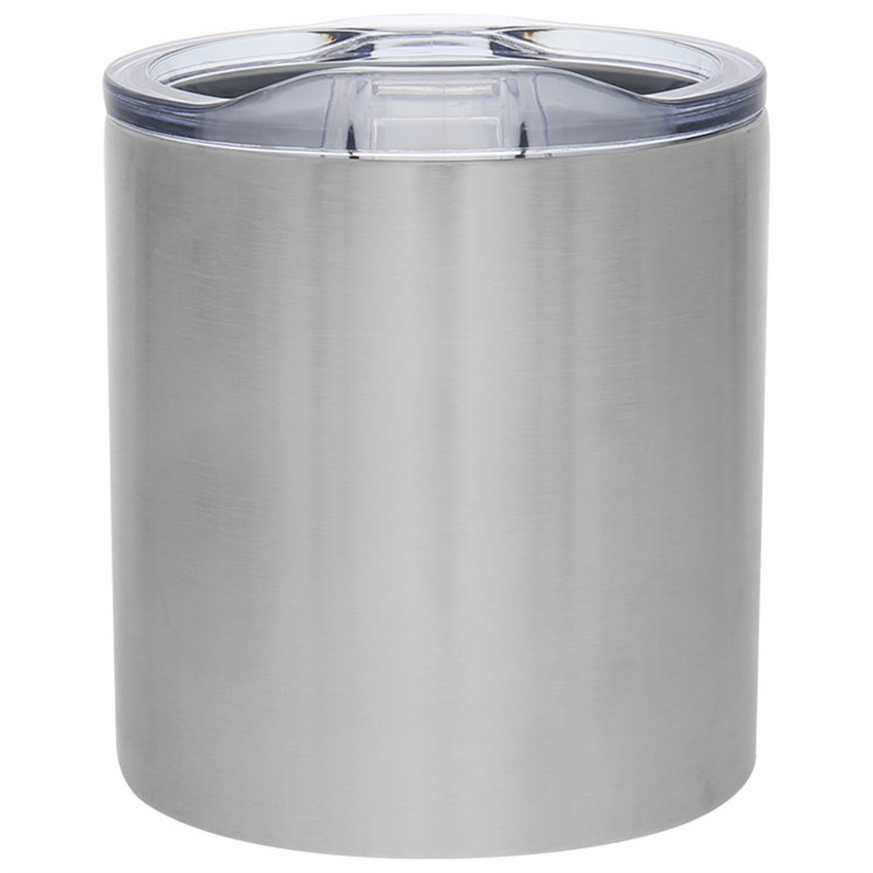 Stainless steel silver tumbler in 10 ounces.