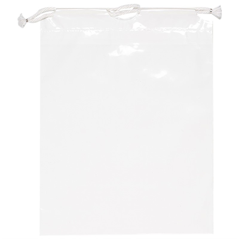 Plastic cotton drawstring bag blank.