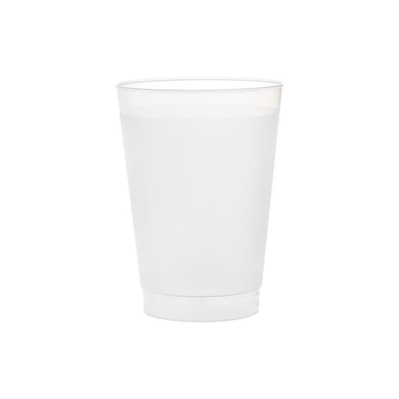 Durable plastic frosted plastic cup in 8 ounces.