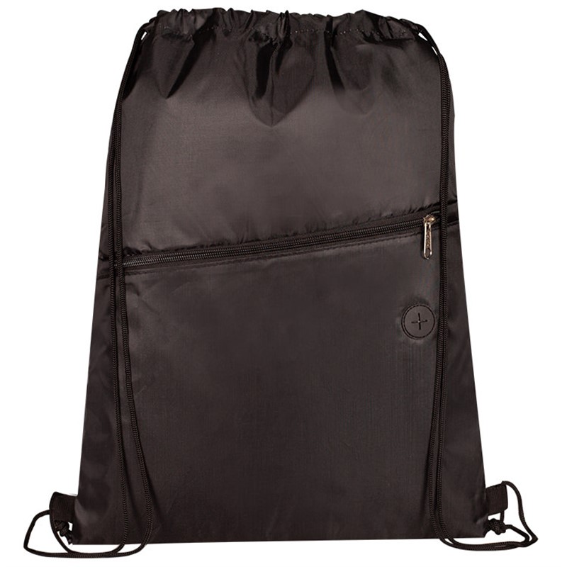 Polyester angle drawstring cooler pack.
