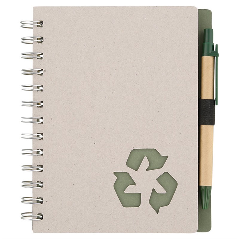 Cardboard natural notebook with pen.