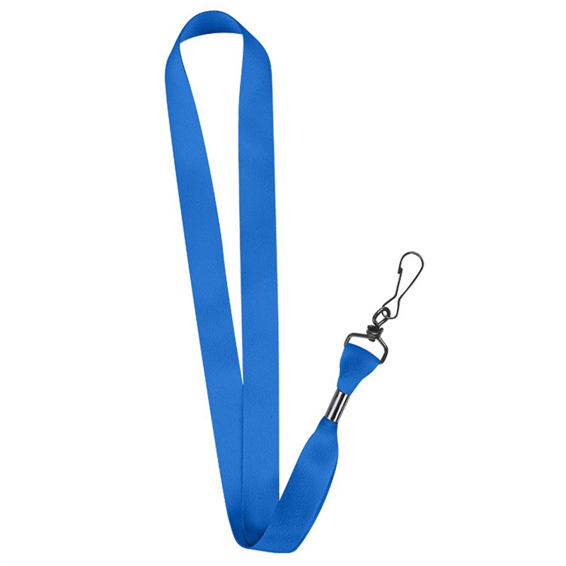 3/4 inch satin polyester lanyard with black j-hook and metal crimp.