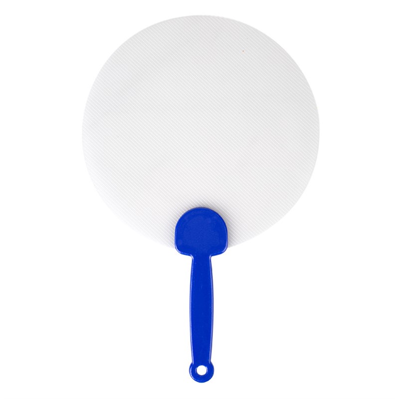 Plastic fan with handle.