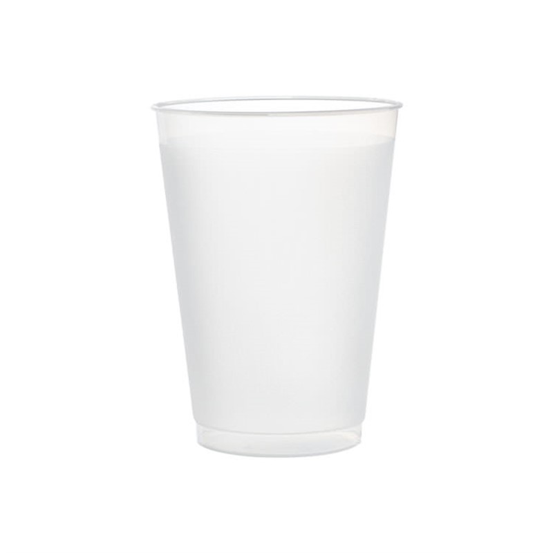 Durable plastic frosted plastic cup in 12 ounces.