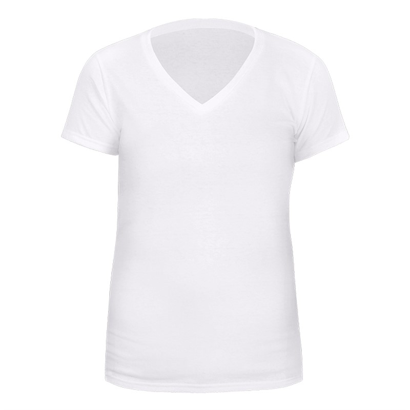 White v neck logoed shirt.