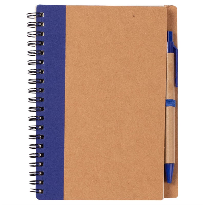 Recycled notebook with pen.