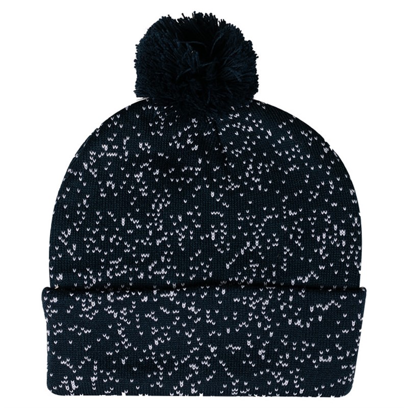 Printed Beanies | Speckled Beanie with Pom and Cuff-Blank