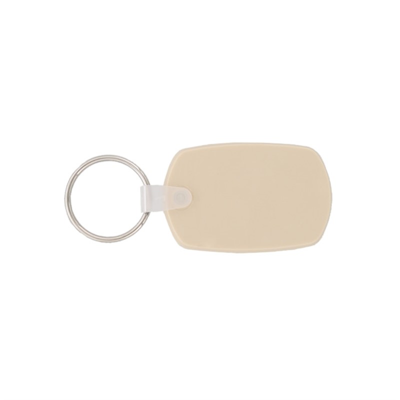 Plastic soft vinyl key tag keychain.