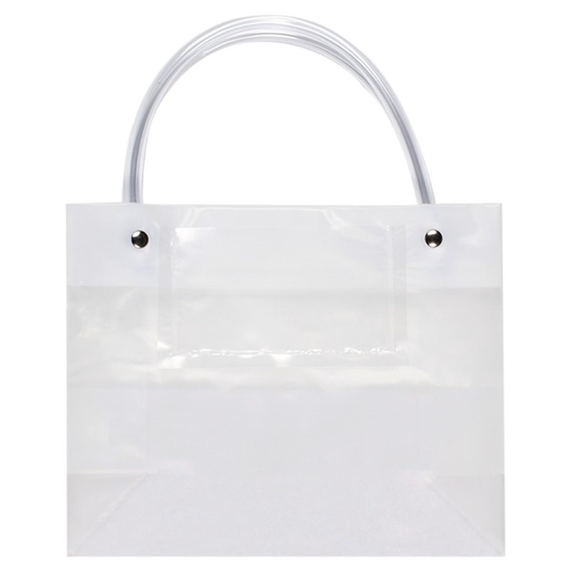 Plastic frosted tote bag.