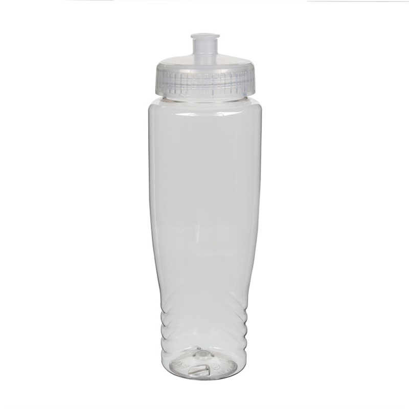 PET plastic water bottle blank with push pull lid in 27 ounces.