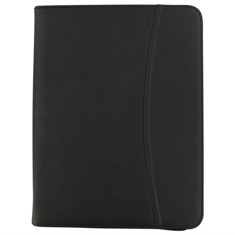 Blank polyurethane leather zipped portfolio.