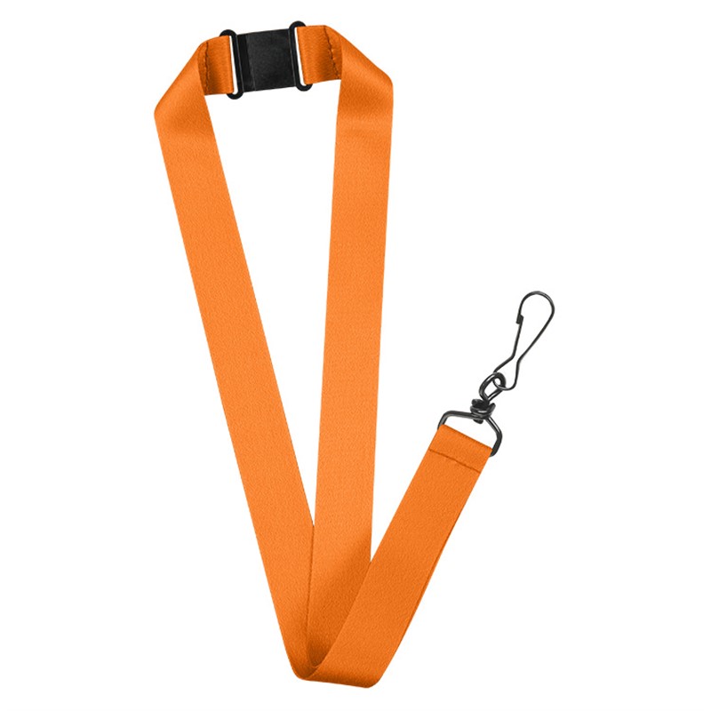 1 inch satin polyester lanyard with breakaway and black j-hook.