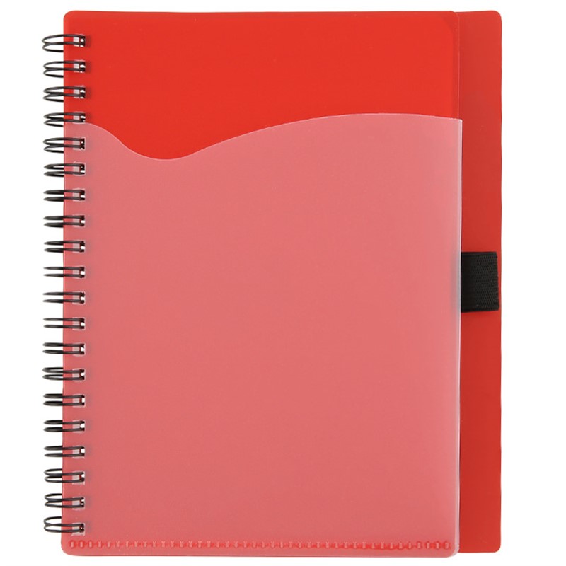 Notebook with front pocket and pen holder.