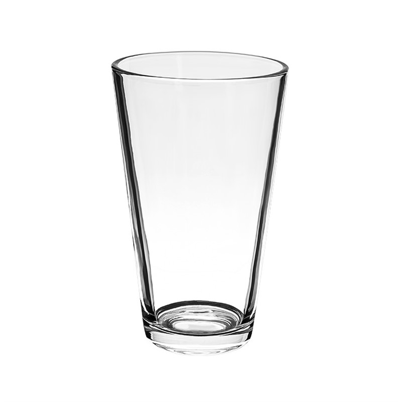 Glass clear pint glass blank in 16 ounces.