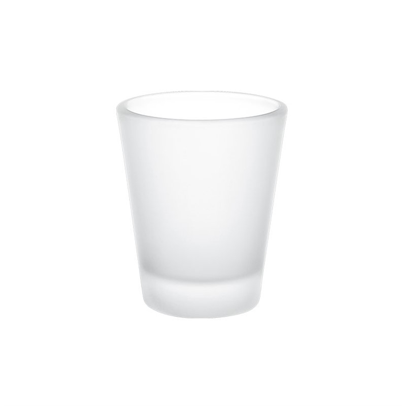 Glass frosted shot glass in 1.75 ounces.
