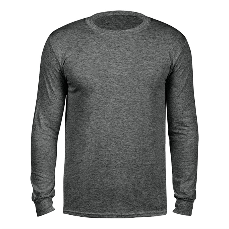 Graphite heather customized long sleeve shirt.