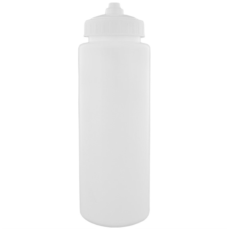 Plastic water bottle with valve lid in 32 ounces.