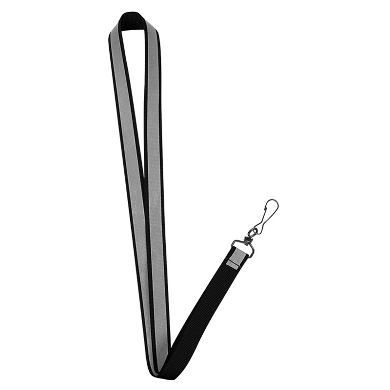 5/8 inch reflective grosgrain polyester blank lanyard with black j-hook.