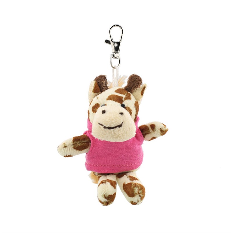 Plush and cotton key tag giraffe.