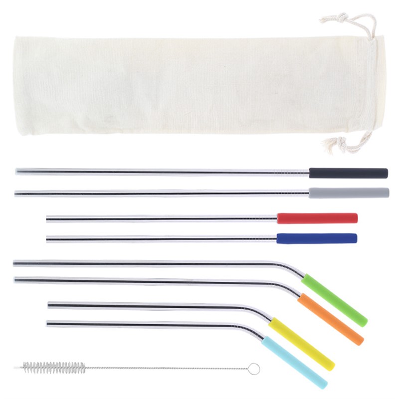 Blank 10 in 1 reusable straw set
