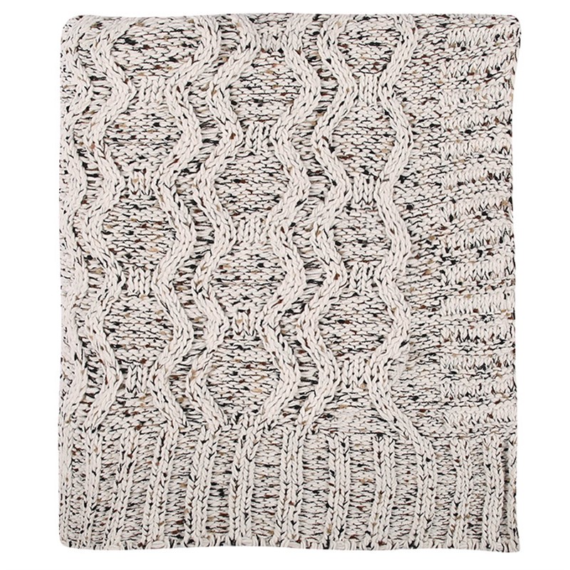 Promotional Vanilla Heather Cable Knit Chenille Blanket-Blank