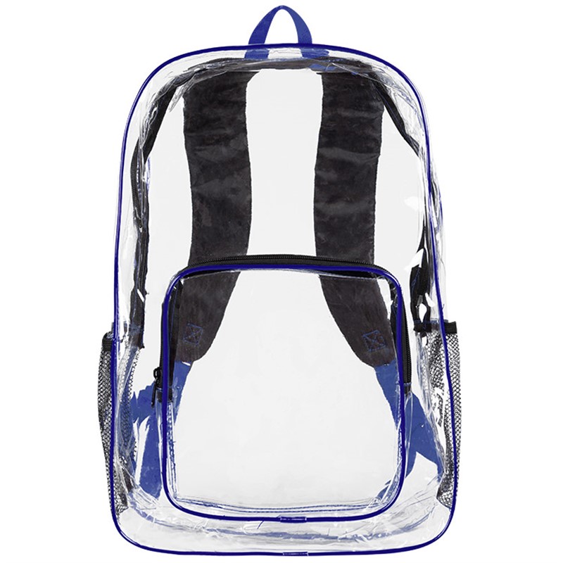 Plastic and polyester backpack.