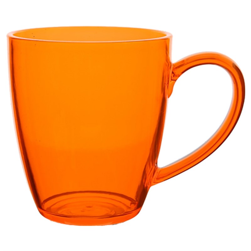Acrylic coffee mug with c-handle in 14 ounces.