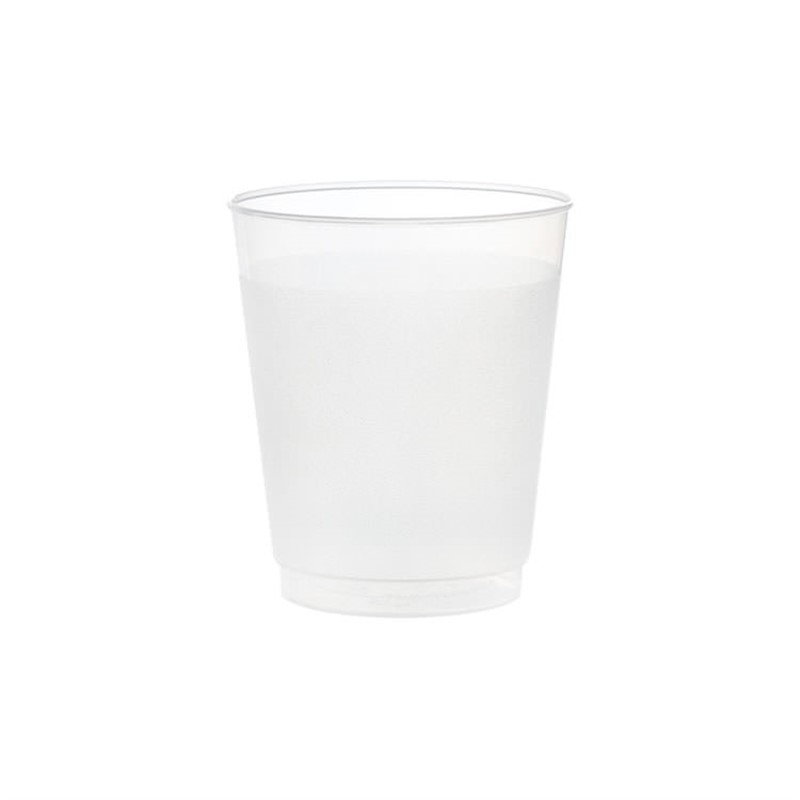 Durable plastic frosted plastic cup in 5 ounces.