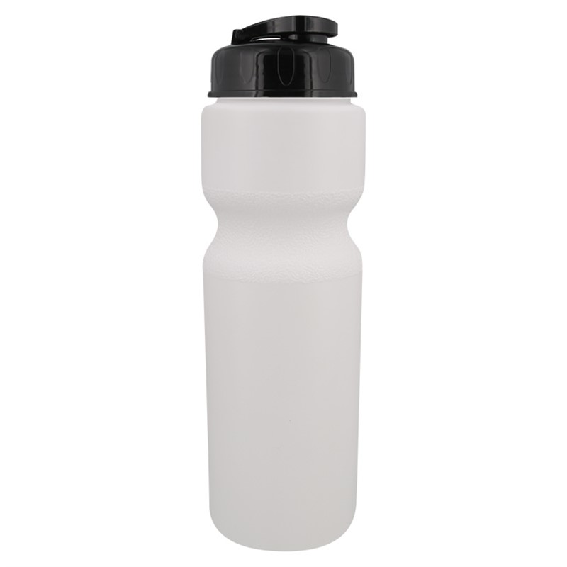 Plastic water bottle with flip top lid in 28 ounces.