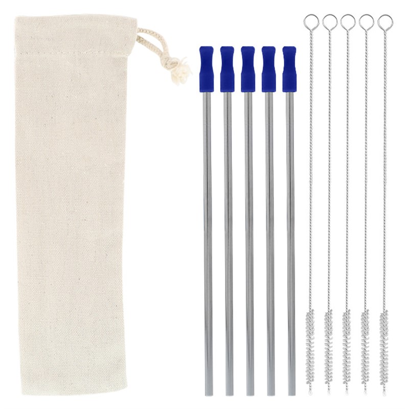 Blank stainless steel straw 5-pack