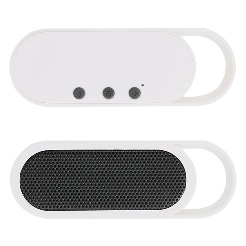 Plastic pocket-sized wireless speaker.