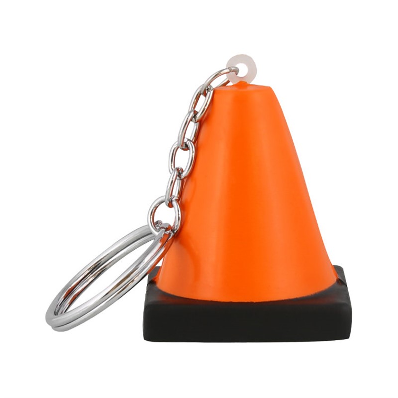 Foam traffic cone stress reliever key ring.