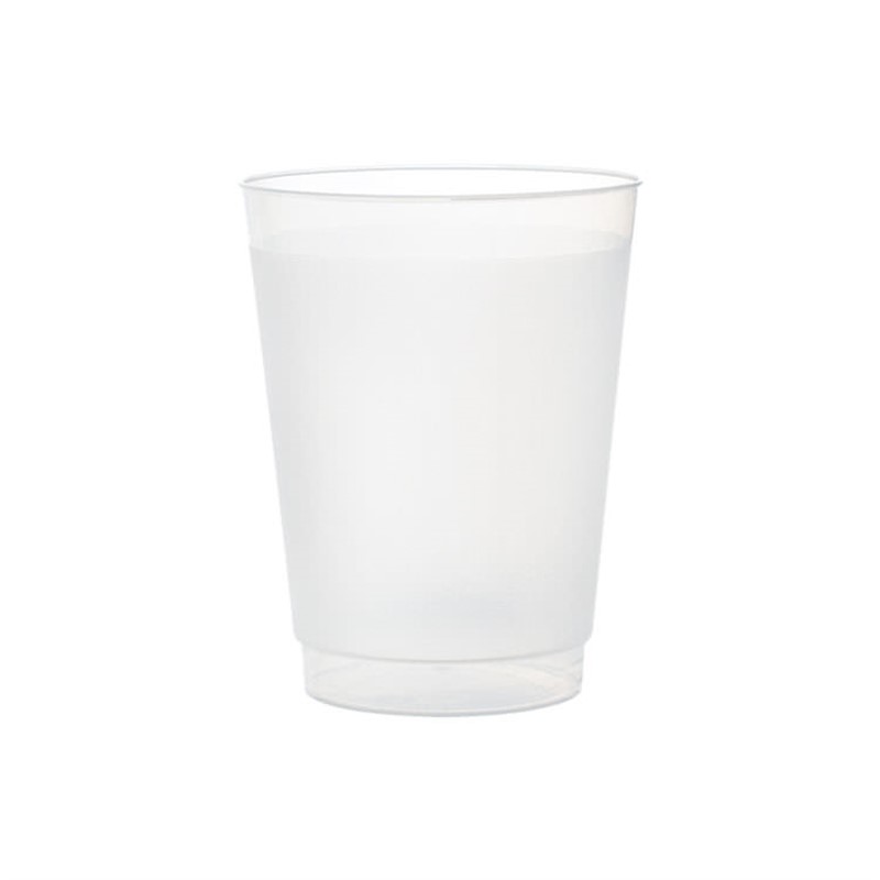 Durable plastic frosted plastic cup blank in 10 ounces.