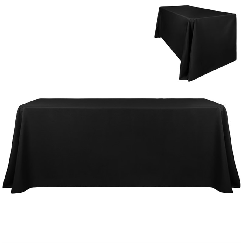 6 foot liquid repellent polyester 3-sided table cover.