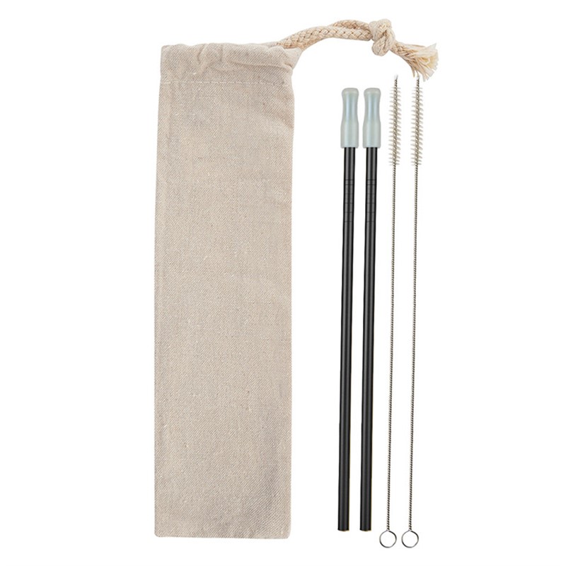Custom reusable metallic straw 2-pack