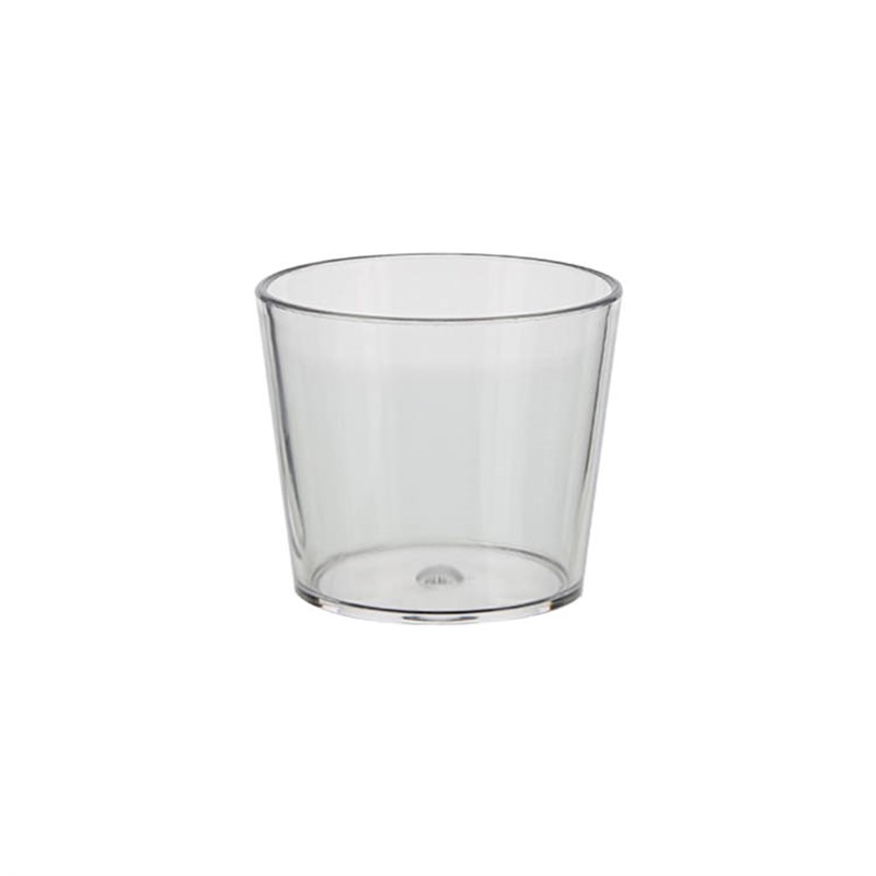 Acrylic clear tasting glass in 3 ounces.
