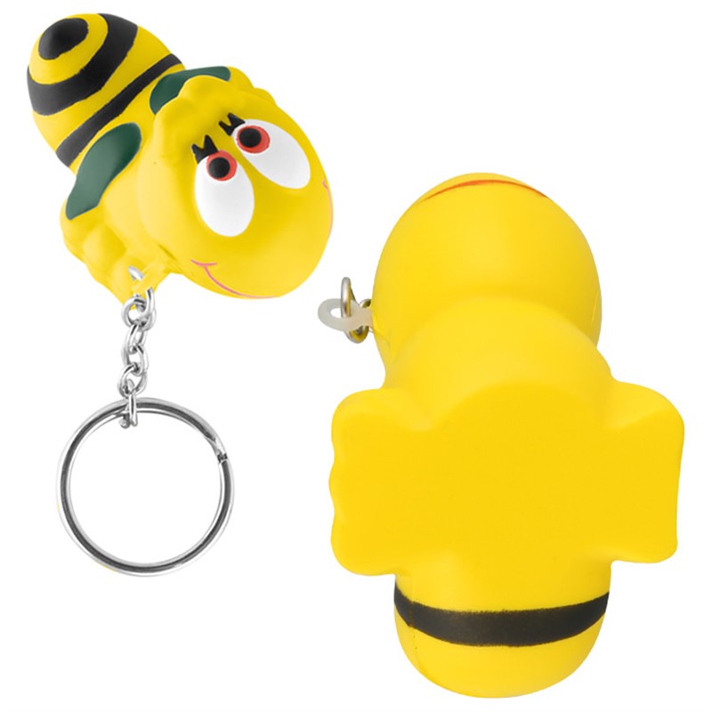 Foam bumble bee stress ball key ring.