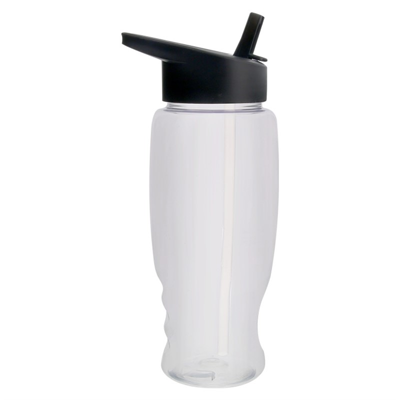 Plastic water bottle with flip straw lid in 27 ounces.