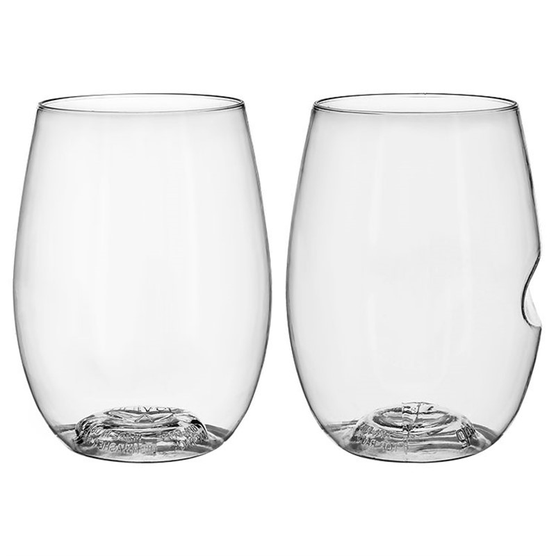 Plastic clear wine glass in 16 ounces.