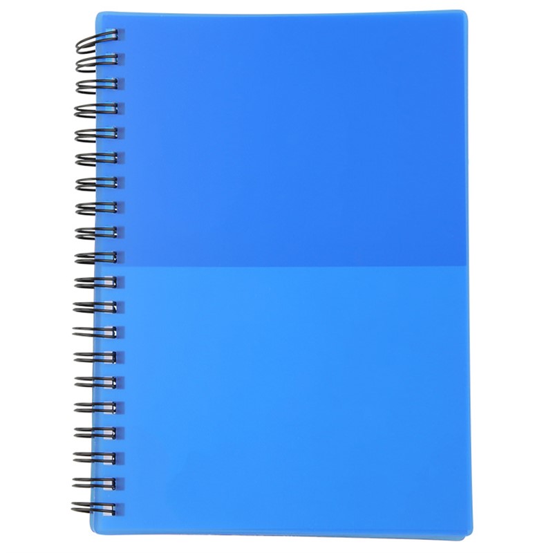 Polypropylene color block spiral notebook.