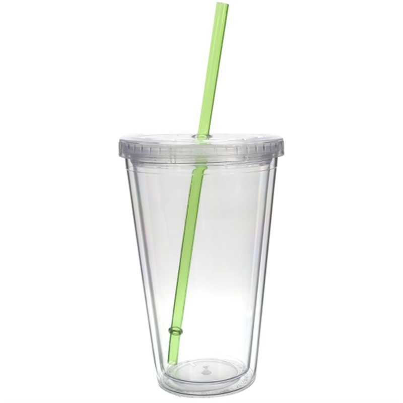 Acrylic Cup with Top and Straw