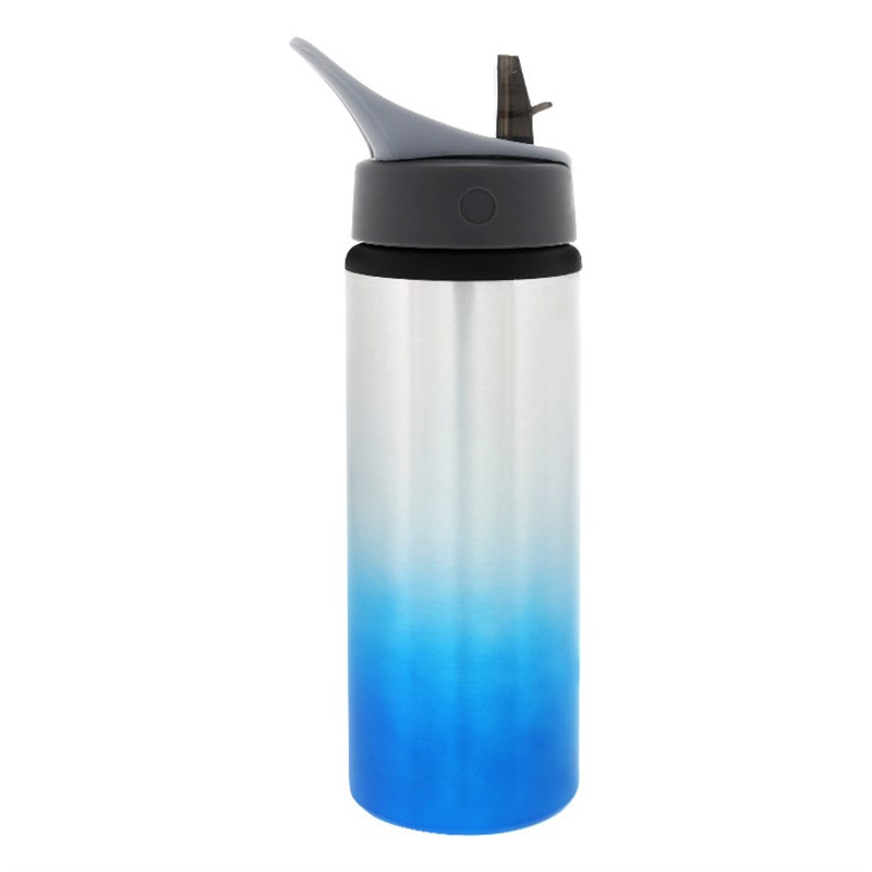 Aluminum water bottle with flip straw lid in 25 ounces.