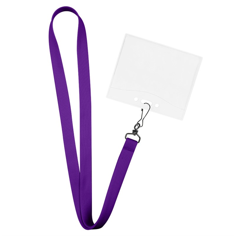 5/8 inch tubular polyester lanyard with j-hook and horizontal ID holder.