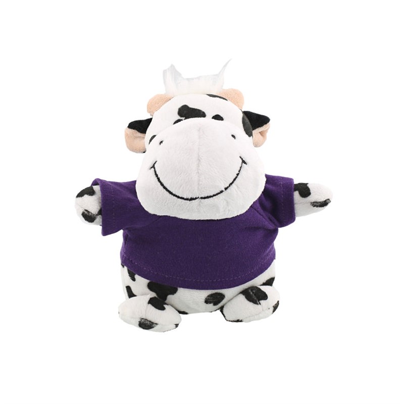 Plush and cotton bean bag black and white cow.