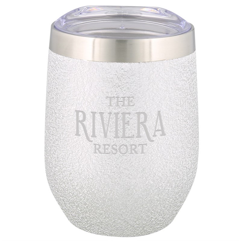 Stainless steel tumbler in 12 ounces.